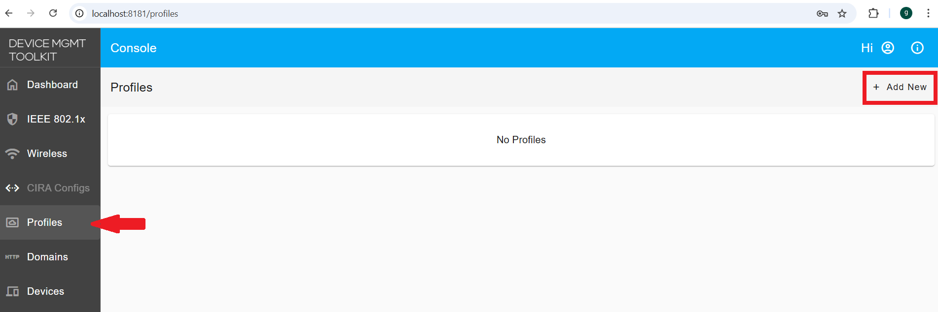 Figure 2: Create a new profile